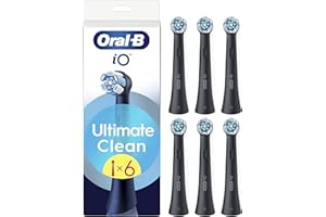 Oral-B Testine di Ricambio iO Series Ultimate Clean Nere per Spazzolino Elettrico Oral B, 6 Testine Rotonde Autentiche, con setole CrissCross per rimuovere la placca