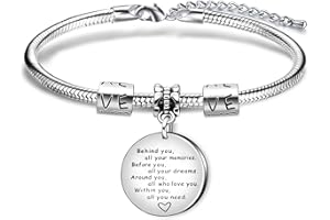 BIFRIEND Inspiration Bracelet Gift,Adjustable Silver Pendant Snake Bracelet For Women Lady Girl Gift