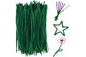 EIDOCT 200 Pcs Cleaners Chenille Stems Pipe Cleaners for Craft, Pipe Cleaners Craft Supplies, Long Flexible Pipecleaners Craft Supplies for DIY Art Craft Decorations (Green)