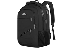 MATEIN Travel Laptop Backpack,17 Inch Business Large Backpack Bag With USB Charging Port, Water Resistant Work Rucksack Anti Theft Lightweight for College High School Men Women Casual Daypack, Black