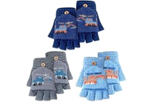 FCXVXCL Gants Hiver Pour Enfant 3 Paires Gants Magiques Pour Enfants Mitaines en Tricot Extensibles À Doigt Complet À Colorés Tricotés et Chauds Pour 4-10 Ans Garçons