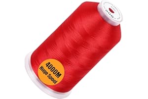 New brothread - Single Huge Spool 4000M/Each Polyester Machine Embroidery Thread 40WT for Commercial and Domestic Machines - Red