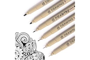 Toptime Fineliner Pens, 6 PCS Felt Tip Pens Multiple Sizes, Waterproof Fine Liner Pens Black for Artists, Smooth Handwriting Pens Fine Tip Pens for Sketching, Illustration, Manga, Scrapbooking
