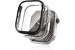 Seltureone 2 Pack Watch Case with Screen Protector Compatible with Apple Watch Series 10 46mm, Hard PC [Anti-Scratch][Anti-Dust] 360° All-Round Protective Case for Apple Watch 10 46mm - Clear/Black