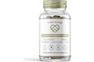 NUTRI-THINGS Tiger Milk Mushroom Capsules 1000mg - High Strength | 60 Capsules | Natural Adaptogen for Immunity & Respiratory Health | Supports Daily Wellness & Vitality | 1 Month Supply, 2 a Day