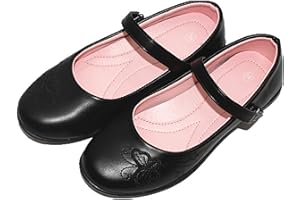 Forever Young UK Kids School Shoes Girls Black Flat Easy Fasten Pumps (Numeric_13)