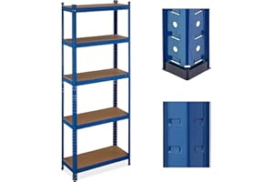 ‎RELAXDAYS Relaxdays Regał do dużych obciążeń, 5 poziomów, (wys. x szer. x gł.): 180 x 70 x 30 cm, nośność 500 kg, stal, regał magazynowy do piwnicy i garażu, niebieski