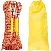 Gangying 8 mm Static Climbing Rope 10 m Mountaineering, with 2 Carabiners | High Strength: 1000 kg, Black Nylon, Anti-UV, Wea