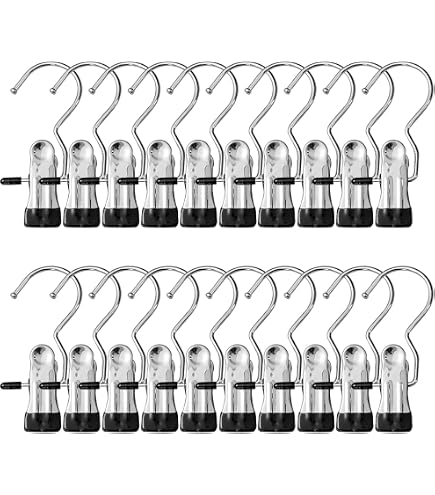 10 Ganci Doppi Regolabili In Metallo Con Clip Antiscivolo Per Stivali, Pantaloni, Asciugamani, Cappelli, Gancio Girevole 360°, Risparmio Spazio - 3
