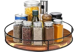 VOVANE Küche Drehteller Organizer Holz Drehteller für Kühlschrank, Küche, Schrank, Speisekammer, Lazy Susan Küche Organizer, Anti-Rutsch Drehtablett（Size:31cm）