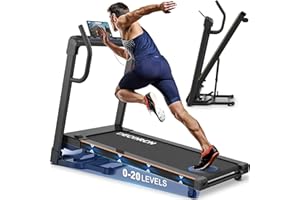 Decorcn Laufband für Zuhause - 4,5 PS, bis 16 km/h. Profi Große Lauffläche Laufband Klappbar, 20 Neigungsstufen Leise Walking Pad mit interaktivem LCD-Display & Bluetooth, bis 150KG