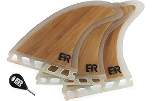 Eisbach Riders Tavola da surf Future Bamboo Fiberglass Fin Thruster Set con Fin Key (misura media) – Pinne in bambù per tavola da surf e SUP (Future)
