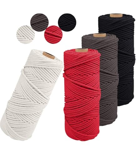 Kit Macramé 100m Corde Coton + Perles Bois - Pour Suspensions Plantes, Tentures Murales, Attrape-rêves, Décoration Boho DIY