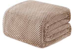 Exclusivo Mezcla King Size Fleece Bed Blanket, 230x265 CM Soft Jacquard Weave Waffle Pattern Blankets for Bed Settees, Camel Blanket