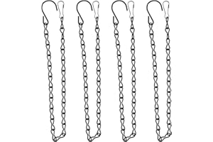 WY LIGHTING LEVEL Set of 4 Hanging Basket Chains with Hooks, 50 cm Hanging Basket Chains, Flower Pot Chain, Black Metal Chain, Garden Plant Hangers for Bird House, Bird Feeder, Wild Bird Feed, Lanterns, Billboard, Wind