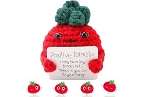 COYTEAR Funny Positive Tomato Pocket Hug Mini Knitted Tomatoes Doll with Positivity Affirmation Card Set Cute Wool Soft Novelty Good Luck Motivational Monster Gift for Girlfriend Boyfriend Birthday Decoration