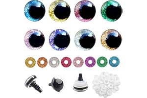TOAOB THE ONE AND ONLY BABY TOAOB 64 Pcs Yeux de Sécurité Ronds en Plastique de Poupée en Paillettes Nontissés 8 Couleurs 25 mm avec Rondelles pour Peluche Marionnettes Animaux