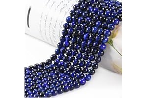 Ouubuuy 6mm Round Blue Tiger Eye Crystal Beads, 60pcs, Perfect for Jewelry Making, Necklaces, Bracelets, Earrings, Rings, DIY Gifts and Crafts