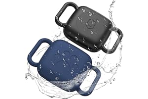 SKYARMOR Dog Collar Holder for Tile Mate 2024, 2 Pack Waterproof Silicone Case for cat pet Necklace Dropper, Scratch Resistant Dustproof Cover for Tile Tracker,Black/Blue