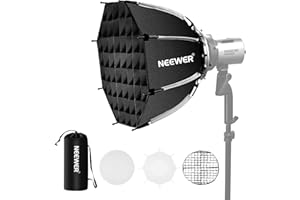 NEEWER Ośmiokątny uchwyt Bowens Softbox 17,7"/45 cm, szybkie składanie, szybka konfiguracja z dyfuzorami/siatką o strukturze plastra miodu/torba na Q4 RGB CB60 MS60B MS60C MS150B kompatybilny z Godox