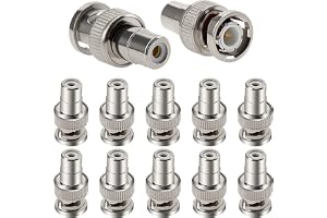 KUOQIY 10 Stycken BNC Hane Till RCA Hona Adapter - Metall Kontakt För CCTV Kamera, Power Coax Till Phono Uttag Kopplingskonta