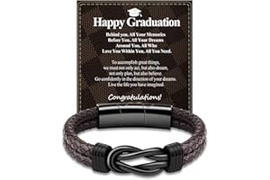 VGWON Gift for Men Infinity Bracelet for Men Dad Son Graduation Birthday Gift for Him - Mens Genuine Leather Bracelet To My Dad Boyfriend Husband Couple Gift - Black Brown Braided Leather