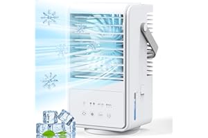 STUBDL Portable Air Conditioner, 4 in 1 Air Cooler, 1000ML Water Tank Evaporative Cooler with Timing Function, 2 Spray Modes and 7 Colors Lights, Mini Personal Air Conditioner for Room Camping Office Bedroom