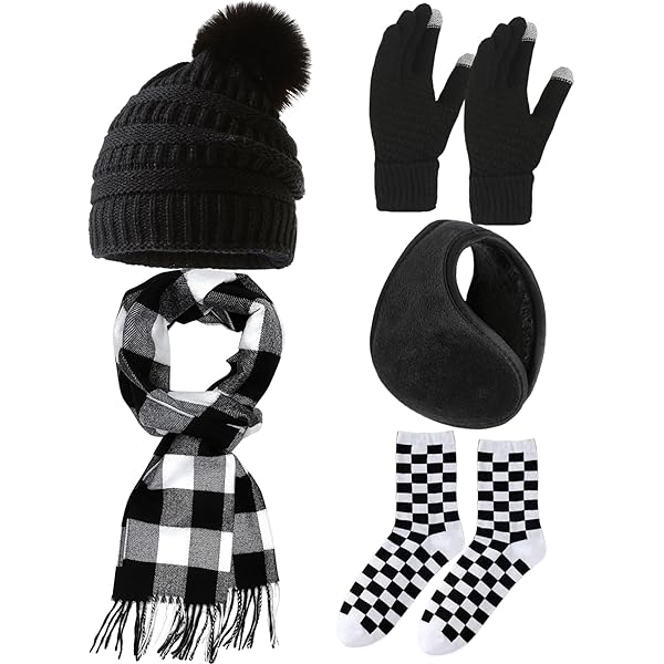 Tielag muts, sjaal & handschoen 3-delig set voor dames, dames winter warme beanie muts met kwast fleece gevoerde, touchscreen handschoenen sjaal warmer damesmuts, roze, One size