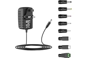 ZOYE 12V 2A Power Supply Adapter,Universal AC DAC/DC Converter Adapter Driver Transformer UK Plug 5.5 x 2.5mm(Compatible with 5.5 x 2.1mm) for LED light CCTV Camera (Black)