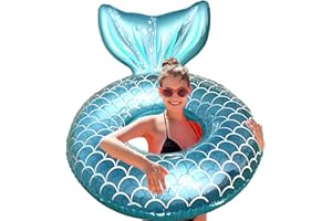PUKITT Aufblasbare Schwimmring Erwachsene groß, Schwimmreifen Spielzeuge in Meerjungfrau-Schwanzform, Transparenter Pool Floating Ring, Dauerhafter Pool Ring, Sommerpool Wasser Strand Party Spielzeug