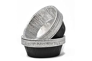 BAKERY DIRECT LTD Bakery Direct Pukka Pie Folien, rund, Aluminiumfolie, 4 Farben, 50 Stück (Schwarz/Silber)