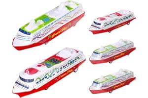 KISANGEL 5Pcs Pull Back Cruise Ship Toy Models - Abs Plastic Toy Boat Bath Boat for Kids Bath Play, Stem Learning & Floor Racing, Cruise Ship Kid