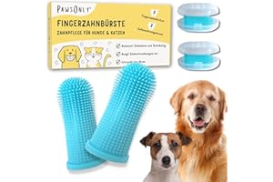 ‎PAWSONLY PawsOnly | Hundezahnbürste | Fingerzahnbürste für Hunde & Katzen | Zahnbürste Hund | Fingerlinge für Zahnpflege | Dog Toothbrush | Katzenzahnbürste | Zahnputzfingerling Welpen Cat Zähne Putzen (Blau)