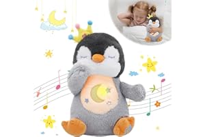 seOSTO Soothing Penguin Breathing Penguin Teddy Plush with Light and Natural Breathing Musical Soothing Doll for Baby Toys New Baby Gifts, Anxiety Teddy for Adults