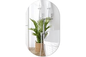 ‎TSKDKIT TSKDKIT Ovaler Wandspiegel 50x35cm, Klebespiegel Randlos Oval Spiegel Selbstklebend Glasspiegel groß ohne Verzerrung Dekorativer HD Wandspiegel für Badzimmer,Eingangsbereich,Ankleidezimmer,Wohnzimmer