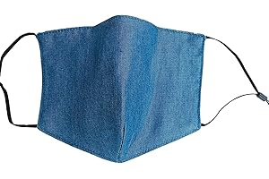 HABAC STUDIO Soft Denim/Tencel Face Mask With Nose Wire 3 Layers + Filter Pocket. 2x FREE pm2.5 Filter. 100% Cotton. Washable. Adjustable.