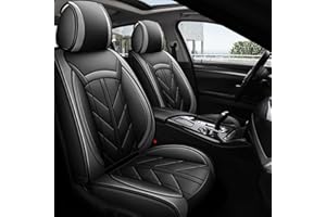 MONREBO 2pcs Universal Car Seat Covers,Airbag Compatible&Waterproof Faux Leather Car Seat Cushion,Fit For Most Cars Suvs And Sedans,Black Grey