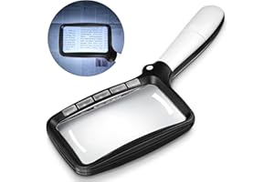 Zeawavsl Loupe de Lecture Pliable avec Lumière, Loupe de Lecture Rectangulaire 3X Grande avec 5 LED, 2 Modes de Gradation, Loupe avec Lumière Idéale pour Les Personnes âGées, Lecture D'Horlogersvvv