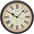 AMS Funk-Wanduhr – Holzgehäuse, Silbernes Zifferblatt, Made In Germany