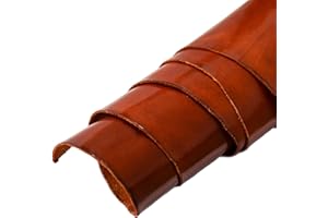 Time Resistance, Plein Grain, Tannage végétal, Epaisseur 1.2-1.6mm (3-4oz), Feuille de cuir de vachette pré-découpée pour l'artisanat du cuir (12x24 in, cognac)