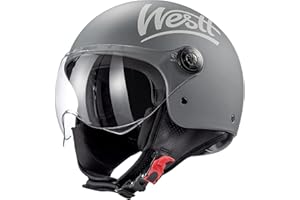 Westt Classic Casco Moto Hombre Mujer con Visera ECE-R 22.06 Transparente capacete Casco Jet Moto Abierto Scooter, Certificado ECE Dot, Tallas S-XL