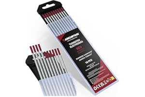 ARCCAPTAIN WIG-Wolframelektrode, 10er-Pack, 3/32 Zoll x 7 Zoll (rot-2% thoriert)