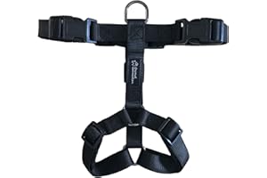 Animal Connection Pettorina ad H per Cani. 5 Punti di Regolazione. Disponibile in 4 Colori. Leggera e Resistente. (S, Nero)