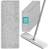 Huucozn 10 Microfibre Flat Mop Covers - Machine Washable Mop Pads 32.5 x 12 cm - Microfiber Floor Mop - Reusable Mop Cleaning