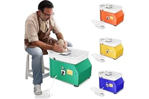 Kotsy Tornio per Ceramica elettrica 350W 25CM,Tornio per Argilla a velocità Regolabile con Ceramica Elettrico Pedali Professionale con Ceramica Strumenti di Intaglio per Adulti, Bambini(Verde)