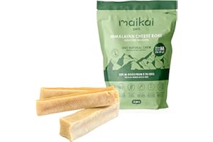 MAIKAI Pack 3 Huesos para Perros de Queso del Himalaya M – Mordedor Natural Churpi – Limpieza Dental + Antiestrés y contra el Mal Aliento – Snack 100% Natural - Ideal Razas 5-15 kg - Premios Perros
