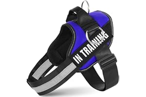 JUSTYEZI No Pull Dog Harness, Adjustable Assistance Service Dog Vest with Buckle, Reflective No-Choke Pet Vest Puppy Harness with Easy Control Handle for Training
