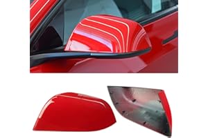 Jaronx - Driver Side Mirror Cover Compatible with Tesla Model 3 2017-2024, Red, Left, Direct Install, Acrylonitrile Butadiene Styrene, Vehicle Specific Fit