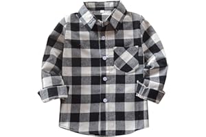 DE FEUILLES Chic-Chic Chemise Carreaux Manche Longue Bébé Fille Garçon Enfants Haut T-Shirt Chemisier Classics Chemise Sweat Shirt