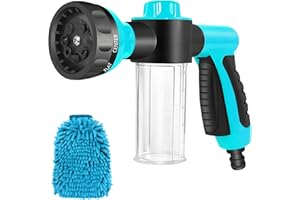 YIBANG Car Foam Sprayer, Hose Pipe Spray Gun with Soap Dispenser and Car Wash Gloves, 8 Model High-Pressure Hose Attachment for Car & Pet Wash, Watering Plants & Lawn